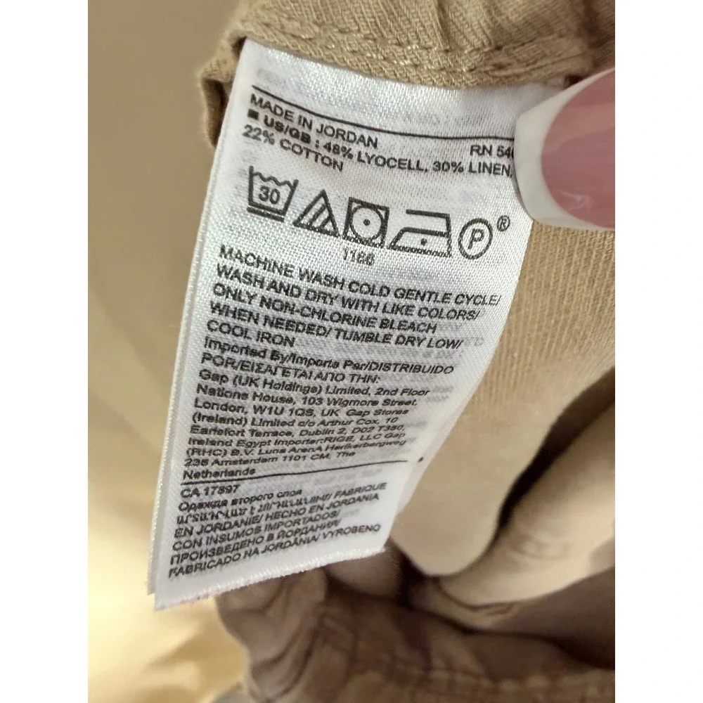 Banana Republic Utility Pants Women XS Beige Linen Blend Relaxed Crop Trousers
